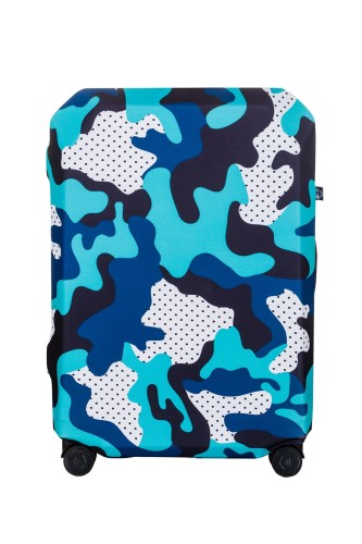 Pokrowiec na walizkę dziecięcy Camo Funky – zielono-niebieski, 3 rozmiary